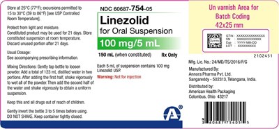 100 mg/5 mL Linezolid For Oral Suspension Bottle (100 mg Per 5 mL Linezolid Os Bottle)
